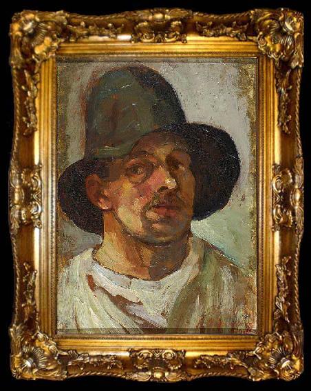 framed  Theo van Doesburg Selfportrait with hat., ta009-2